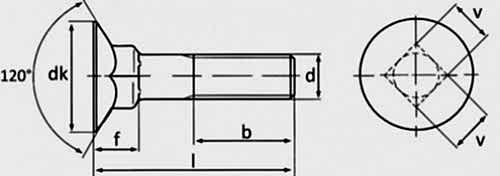 DIN 608 Havşa Başlı Kare Civata