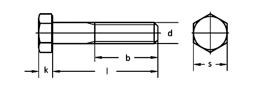 DIN 960 Altıköşe Yarım Diş Civata